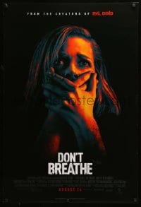 8r387 DON'T BREATHE advance DS 1sh 2016 super close-up of terrified Jane Levy, Fede Alvarez horror!