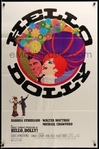 8r510 HELLO DOLLY 1sh 1969 art of Barbra Streisand & Walter Matthau by Richard Amsel!