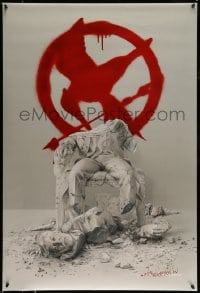 8r532 HUNGER GAMES: MOCKINGJAY - PART 2 teaser DS 1sh 2015 crumbled statue of Donald Sutherland!