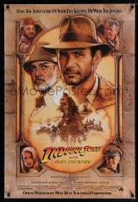 8r548 INDIANA JONES & THE LAST CRUSADE advance 1sh 1989 Ford/Connery over a brown background by Drew