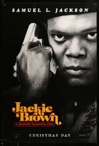 8r564 JACKIE BROWN teaser 1sh 1997 Quentin Tarantino, cool image of Samuel L. Jackson with gun!