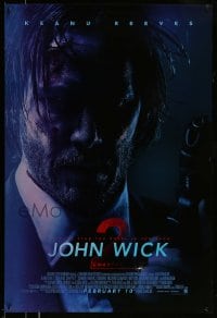 8r574 JOHN WICK CHAPTER 2 advance DS 1sh 2017 intense close-up of Keanu Reeves w/ gun in title role!