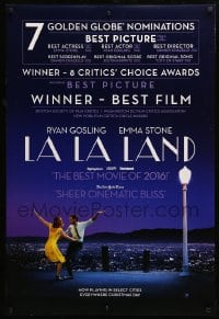 8r601 LA LA LAND awards DS 1sh 2016 Ryan Gosling, Emma Stone, 7 Golden Globe Nominations!