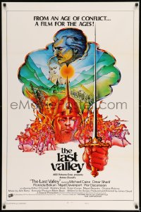 8r615 LAST VALLEY style A int'l 1sh 1971 James Clavell, Michael Caine, cool art by Isadore Gettzer!