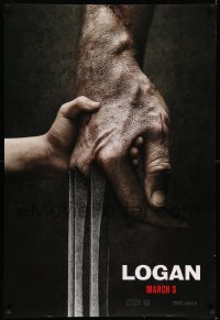 8r641 LOGAN style A revised teaser DS 1sh 2017 Jackman in the title role as Wolverine, claws out!