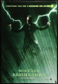 8r678 MATRIX REVOLUTIONS teaser DS 1sh 2003 image of Hugo Weaving as Agent Smith flying!