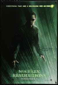 8r677 MATRIX REVOLUTIONS teaser DS 1sh 2003 cool image of Keanu Reeves as Neo!