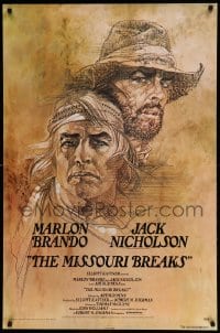 8r696 MISSOURI BREAKS advance 1sh 1976 art of Marlon Brando & Jack Nicholson by Bob Peak!