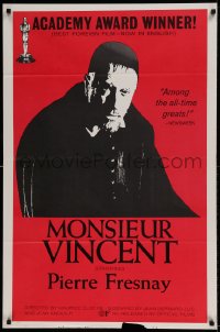 8r700 MONSIEUR VINCENT 1sh R1966 cool portrait of Pierre Fresnay in the title role!