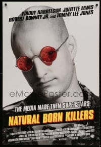 8r719 NATURAL BORN KILLERS style B DS 1sh 1994 cult classic, Harrelson, cool white tagline design!