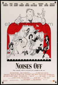 8r726 NOISES OFF DS 1sh 1992 great wacky Al Hirschfeld art of cast as puppets!