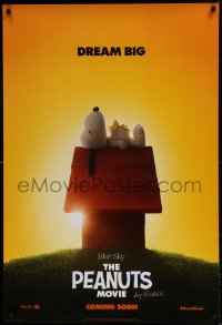 8r743 PEANUTS MOVIE style A int'l teaser DS 1sh 2015 image of Snoopy and Woodstock on doghouse!