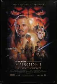 8r753 PHANTOM MENACE style B fan club 1sh 1999 George Lucas, Star Wars Episode I, Drew Struzan art!