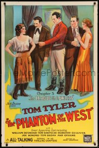 8r754 PHANTOM OF THE WEST chapter 5 1sh 1931 Tom Tyler all-talking serial, cool stone litho!
