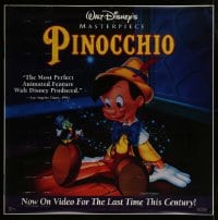 8r170 PINOCCHIO 48x48 video poster R1993 Disney classic, wooden boy wants to be real!