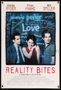 8r779 REALITY BITES DS 1sh 1994 Winona Ryder, Ben Stiller, Ethan Hawke, comedy about love in the '90s!