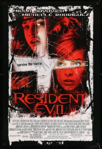 8r783 RESIDENT EVIL 1sh 2002 Paul W.S. Anderson, Milla Jovovich, creepy zombie art!