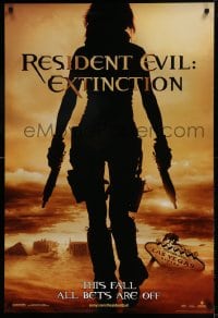 8r785 RESIDENT EVIL: EXTINCTION teaser 1sh 2007 silhouette of zombie killer Milla Jovovich!