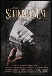 8r825 SCHINDLER'S LIST DS 1sh 1993 Steven Spielberg World War II classic, Best Picture!