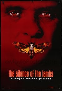 8r839 SILENCE OF THE LAMBS style B teaser DS 1sh 1991 image of Anthony Hopkins with moth over mouth!