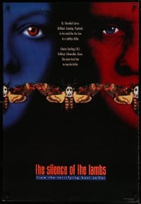 8r840 SILENCE OF THE LAMBS style C teaser 1sh 1991 Foster & Hopkins both w/ moths over mouths!