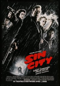 8r843 SIN CITY advance 1sh 2005 graphic novel by Frank Miller, cool image of Bruce Willis & cast