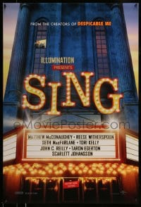 8r844 SING advance DS 1sh 2016 voices of Matthew McConaughey, Witherspoon, Seth MacFarlane!
