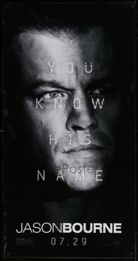 8r178 JASON BOURNE DS 26x50 special poster 2016 close-up image of Matt Damon in the title role!