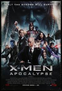 8r991 X-MEN: APOCALYPSE DS style F int'l advance 1sh 2016 Marvel Comics, Bryan Singer, cast image!