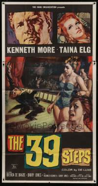 8t309 39 STEPS 3sh 1960 Kenneth More, Taina Elg, English crime thriller, cool art!