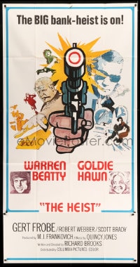 8t307 $ 3sh 1971 great art of bank robbers Warren Beatty & Goldie Hawn, The Heist!