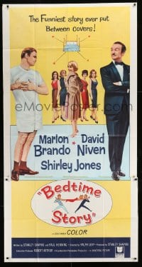 8t327 BEDTIME STORY 3sh 1964 Marlon Brando, David Niven & Shirley Jones, Dirty Rotten Scoundrels!