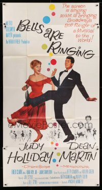 8t329 BELLS ARE RINGING 3sh 1960 great image of Judy Holliday & Dean Martin singing & dancing!