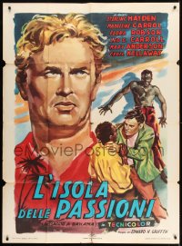 8t667 BAHAMA PASSAGE Italian 1p 1951 different Carretti art of Sterling Hayden & men fighting!