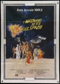 8t669 BATTLE BEYOND THE STARS Italian 1p 1980 Richard Thomas, Robert Vaughn, Gary Meyer sci-fi art!