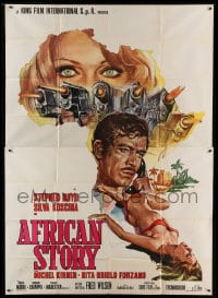 8t131 AFRICAN STORY Italian 2p 1971 cool art of Stephen Boyd, sexy Sylva Koscina & many guns!