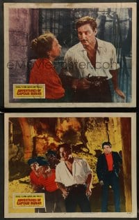 8w927 ADVENTURES OF CAPTAIN FABIAN 2 LCs 1951 great images of Errol Flynn & sexy Micheline Presle!