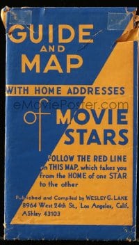 8x059 GUIDE & MAP OF MOVIE STARS 5x8 tourist brochure 1947 with their home addresses!
