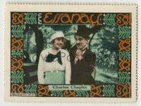 8x056 IN THE PARK 2x3 stamp 1915 Wentz stamp w/ Tramp Charlie Chaplin & Edna Purviance smiling!
