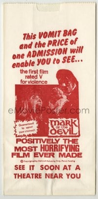 8x062 MARK OF THE DEVIL 5x10 vomit bag 1970 this movie is guaranteed to upset your stomach!