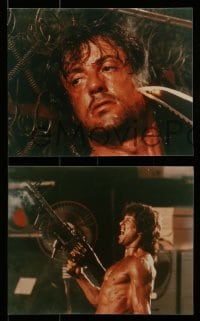 8x020 RAMBO FIRST BLOOD PART II group of 4 8x10 color REPRO photos 1985 tough Sylvester Stallone!