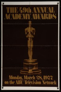 8y015 49TH ANNUAL ACADEMY AWARDS 1sh 1977 ABC, great image of golden Oscar statuette!