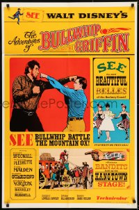 8y022 ADVENTURES OF BULLWHIP GRIFFIN style A 1sh 1966 Disney, beautiful belles, mountain ox battle!