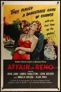 8y027 AFFAIR IN RENO 1sh 1957 they played a dangerous three-way triangle gambling game of chance!