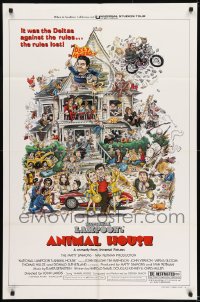 8y048 ANIMAL HOUSE style B 1sh 1978 John Belushi, John Landis classic, art by Rick Meyerowitz!