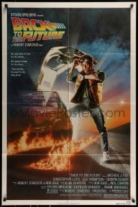8y064 BACK TO THE FUTURE NSS style 1sh 1985 art of Michael J. Fox & Delorean by Drew Struzan!