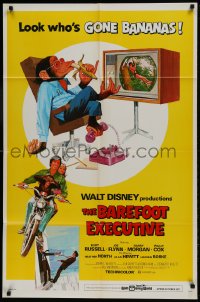 8y072 BAREFOOT EXECUTIVE 1sh 1971 Disney, art of Kurt Russell & wacky chimp gone bananas!