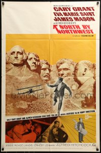 8y599 NORTH BY NORTHWEST 1sh R1966 Cary Grant chased by cropduster by Mt. Rushmore with Hitchcock!