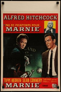 9b049 MARNIE Belgian 1965 different art of Sean Connery & Tippi Hedren, Alfred Hitchcock
