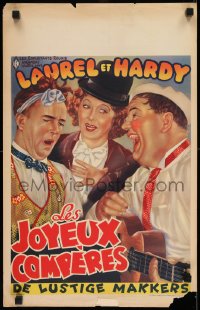 9b054 THEM THAR HILLS Belgian R1950s great different art of wacky Laurel & Hardy + Mae Busch!